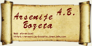 Arsenije Bozeta vizit kartica